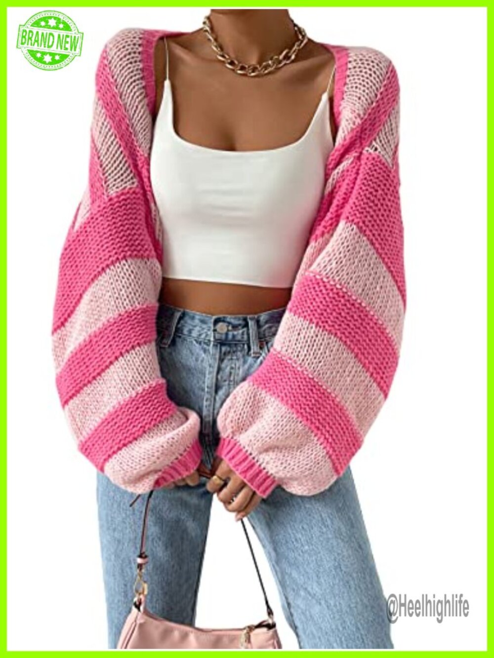 Striped Cropped Cardigan Y2K Colorful Cable Knit Cute Sweater Bolero Top